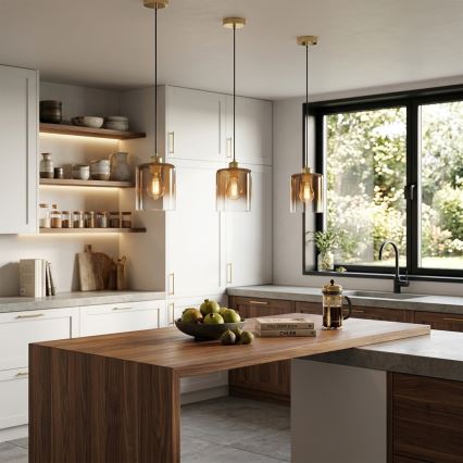 Pendelleuchte mit Kabel LIAH 1xE27/15W/230V gold/rauchbraun