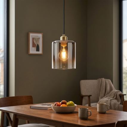 Pendelleuchte mit Kabel LIAH 1xE27/15W/230V gold/rauchbraun