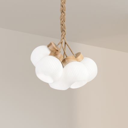 Pendelleuchte mit Kabel LOOMIS 3xE27/15W/230V 83 cm beige/Eiche