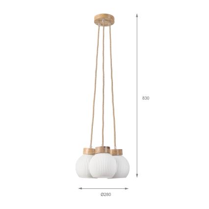 Pendelleuchte mit Kabel LOOMIS 3xE27/15W/230V 83 cm beige/Eiche