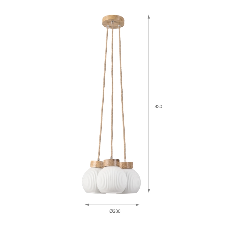 Pendelleuchte mit Kabel LOOMIS 3xE27/15W/230V 83 cm beige/Eiche