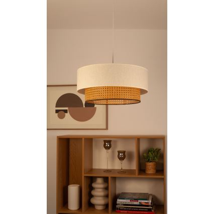 Pendelleuchte mit Kabel NATIA 1xE27/60W/230V Ø 45 cm weiß/braun