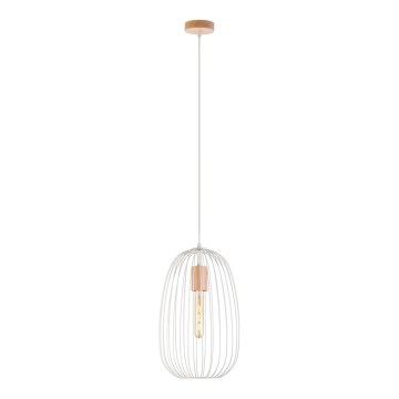 Pendelleuchte mit Kabel OVELLA 1xE27/15W/230V, Ø 25 cm, cremefarben/Kiefer