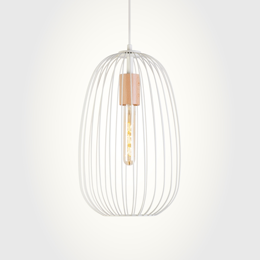 Pendelleuchte mit Kabel OVELLA 1xE27/15W/230V, Ø 25 cm, cremefarben/Kiefer