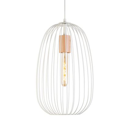 Pendelleuchte mit Kabel OVELLA 1xE27/15W/230V, Ø 25 cm, cremefarben/Kiefer