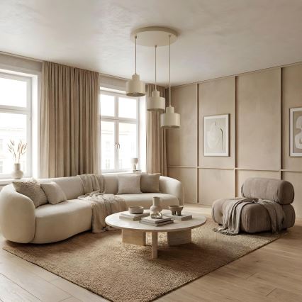Pendelleuchte mit Kabel PARKLA 3xE27/15W/230V beige