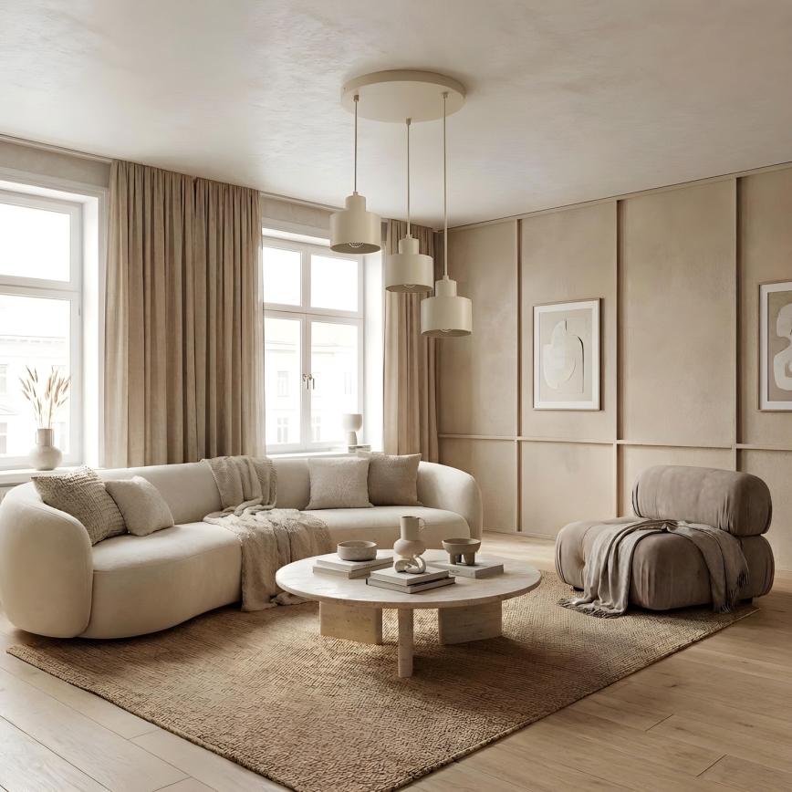Pendelleuchte mit Kabel PARKLA 3xE27/15W/230V beige