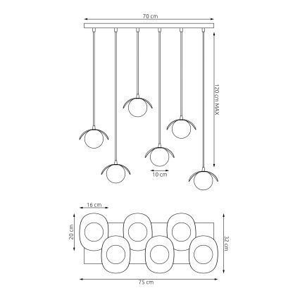 Pendelleuchte mit Kabel RITUAL 6xG9/8W/230V schwarz
