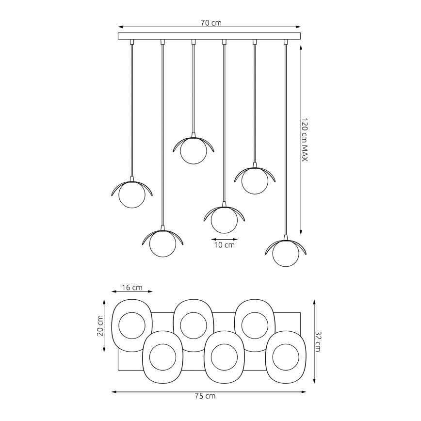 Pendelleuchte mit Kabel RITUAL 6xG9/8W/230V schwarz