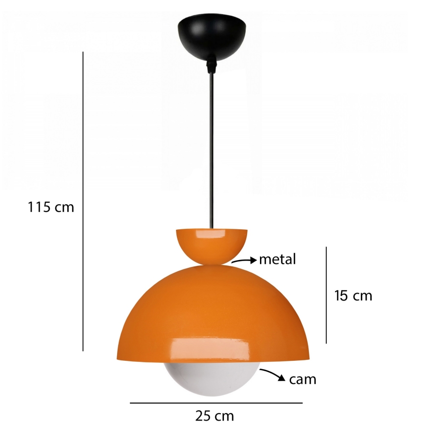 Pendelleuchte mit Kabel SALVA 1xE27/15W/230V orange