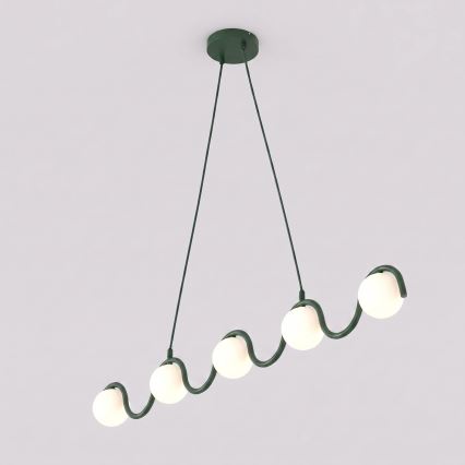Pendelleuchte mit Kabel SINUS 5xG9/8W/230V grün