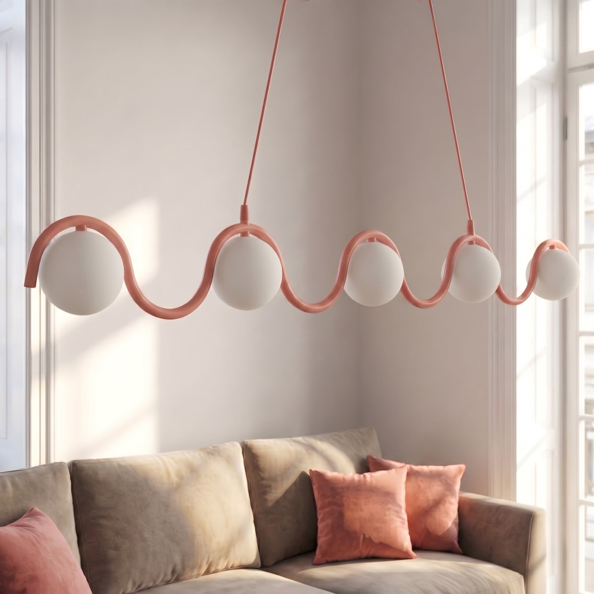 Pendelleuchte mit Kabel SINUS 5xG9/8W/230V rosa