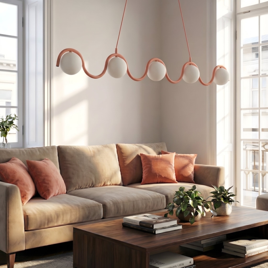 Pendelleuchte mit Kabel SINUS 5xG9/8W/230V rosa