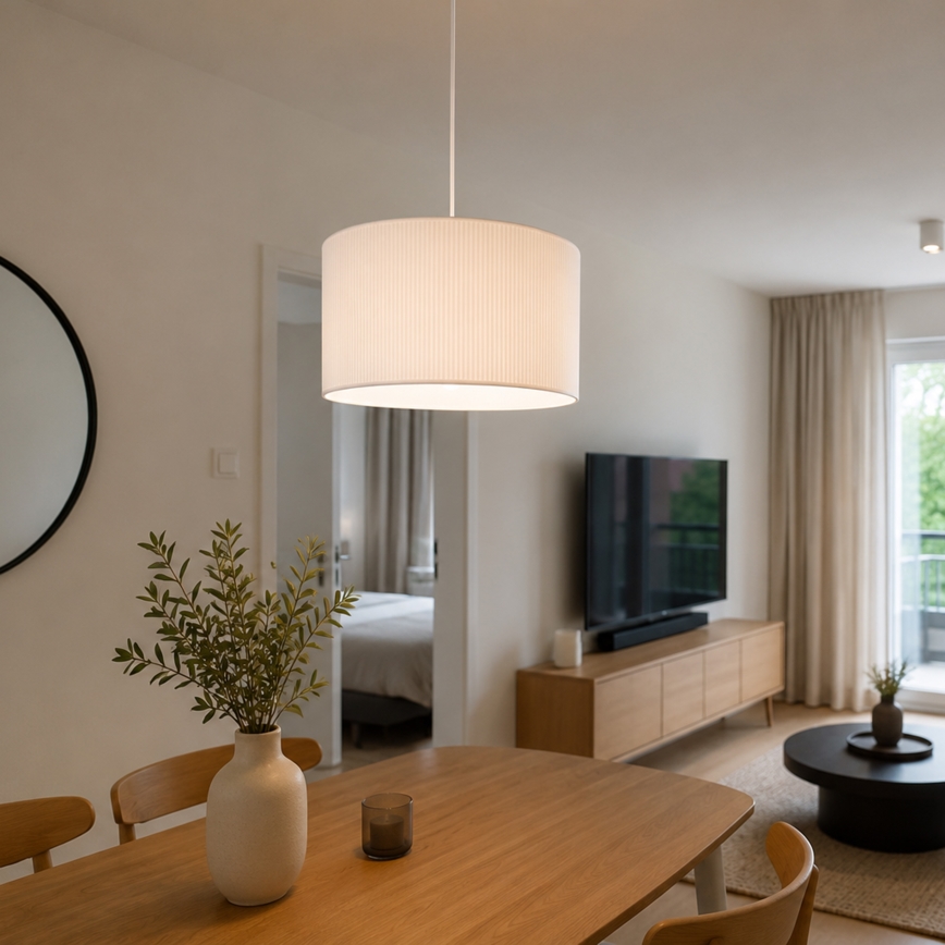 Pendelleuchte mit Kabel SIRJA PLISADO 1xE27/15W/230V Ø 35 cm weiß