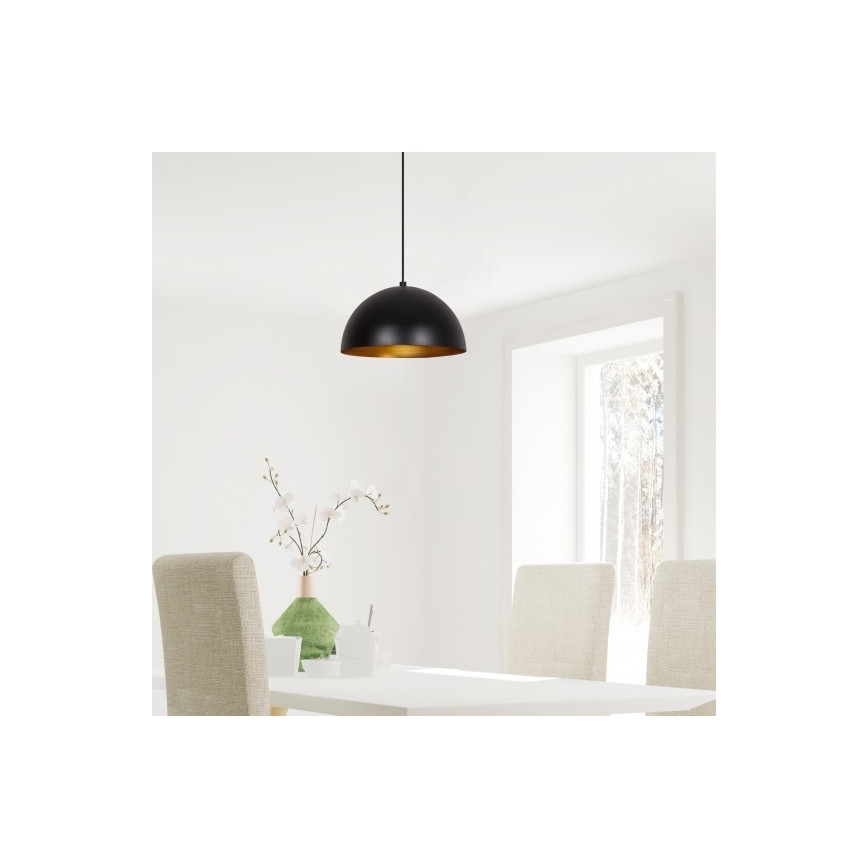 Pendelleuchte mit Kabel SIVANI 1xE27/40W/230V Ø 30 cm schwarz/kupfer