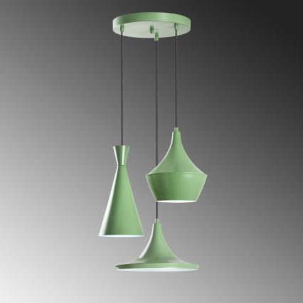 Pendelleuchte mit Kabel TOM 3xE27/40W/230V grün