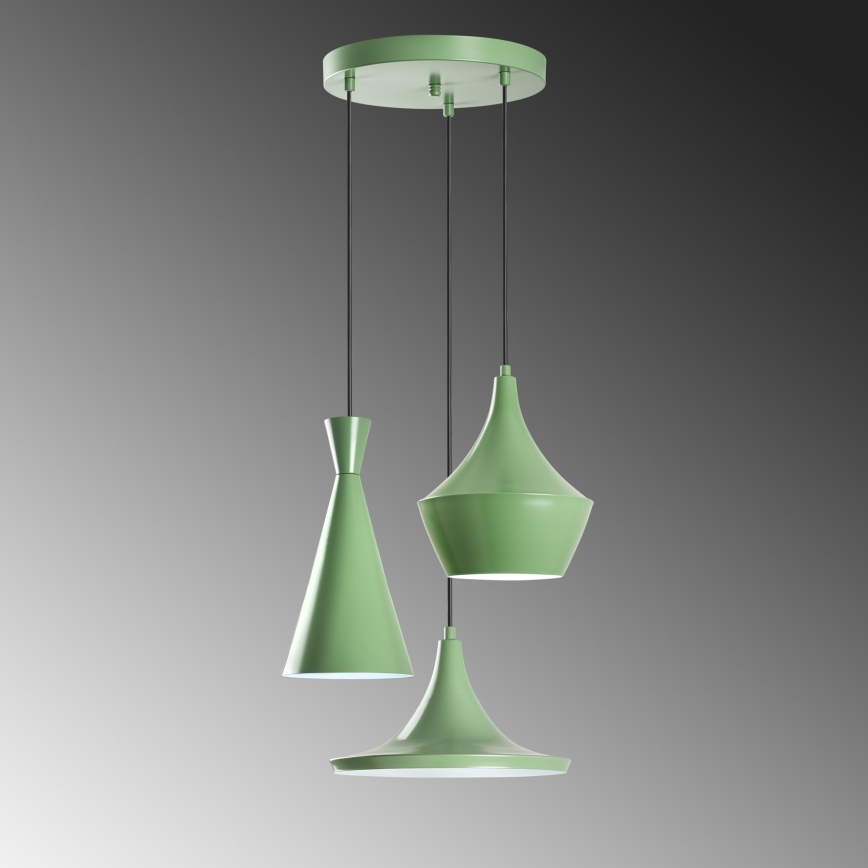 Pendelleuchte mit Kabel TOM 3xE27/40W/230V grün
