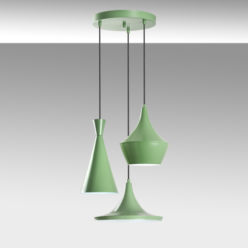 Pendelleuchte mit Kabel TOM 3xE27/40W/230V grün
