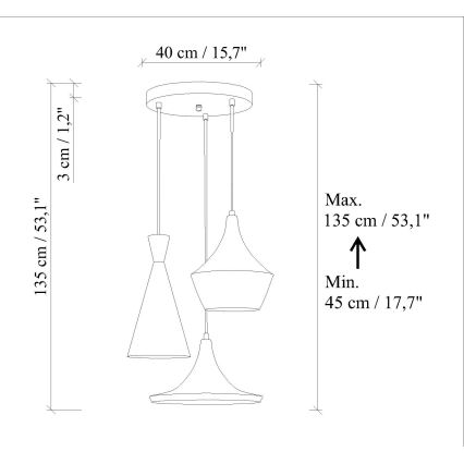 Pendelleuchte mit Kabel TOM 3xE27/40W/230V grün