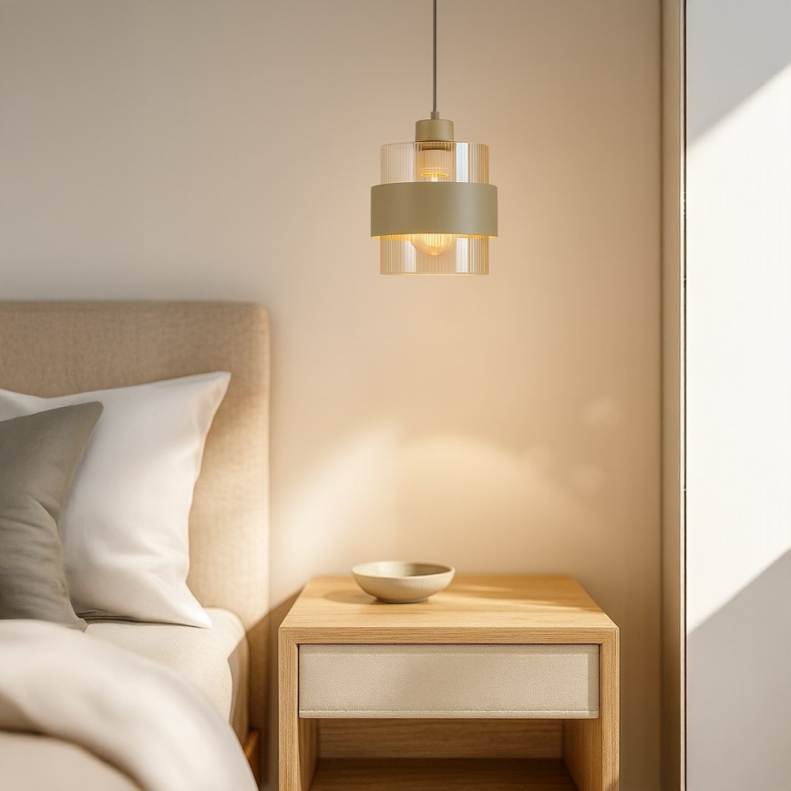 Pendelleuchte mit Kabel VALENTINO 1xE27/15W/230V beige/klar