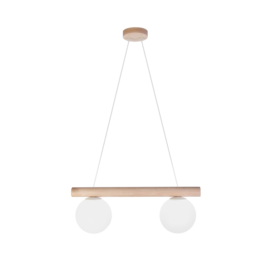 Pendelleuchte mit Kabel WOODSTOCK 2xE27/15W/230V Holz/cremefarben