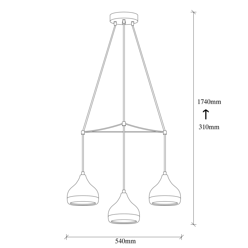 Pendelleuchte mit Kabel YILDO 3xE27/40W/230V schwarz/kupfer
