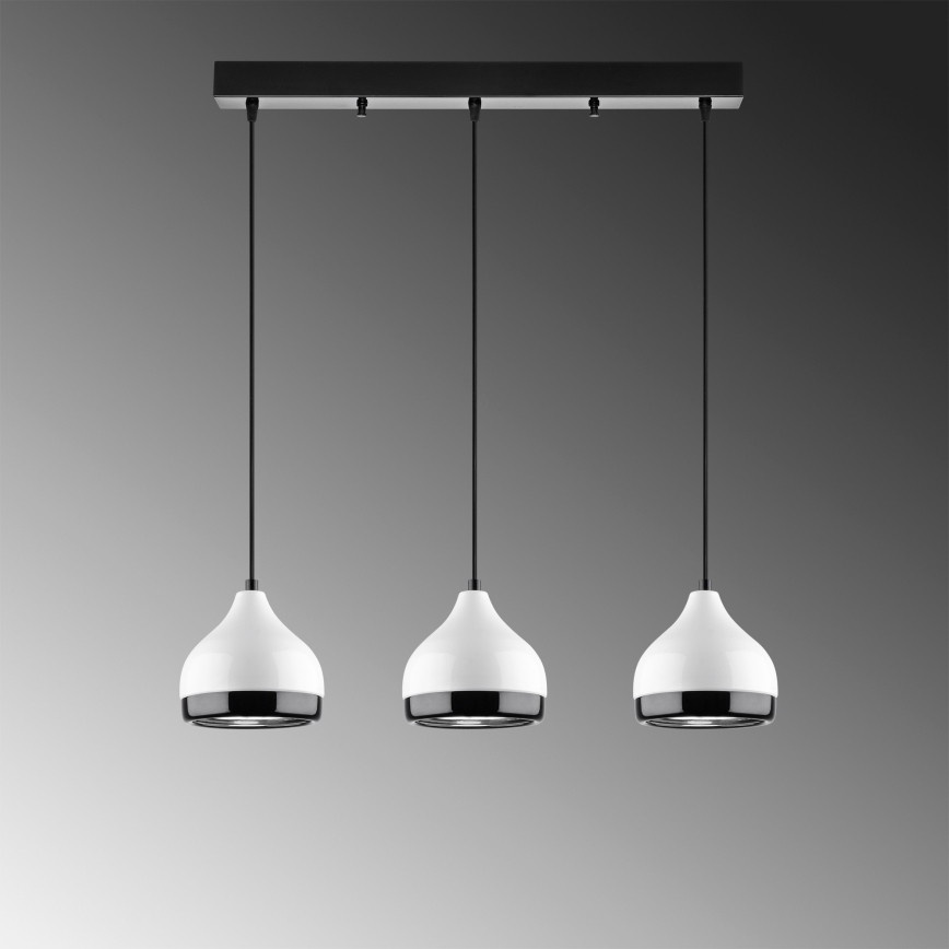 Pendelleuchte mit Kabel YILDO 3xE27/40W/230V weiß/schwarz