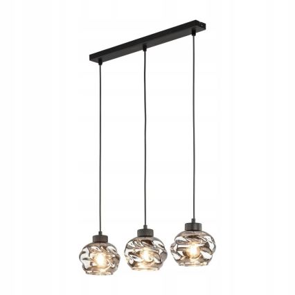 Pendelleuchte mit Kabel ZULIA 3xE27/15W/230V schwarz/rauchschwarz
