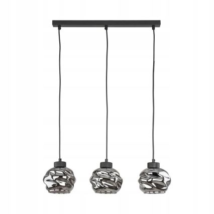 Pendelleuchte mit Kabel ZULIA 3xE27/15W/230V schwarz/rauchschwarz