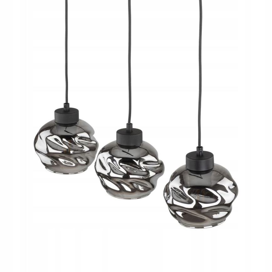Pendelleuchte mit Kabel ZULIA 3xE27/15W/230V schwarz/rauchschwarz
