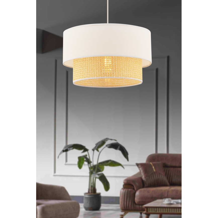 Pendelleuchte mit Kabelaufhängung ECHO 1xE27/60W/230V creme/beige
