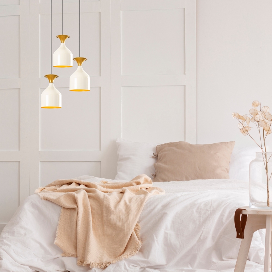 Pendelleuchte mit Kabelaufhängung SIVANI 3xE27/40W/230V weiß/kupfer