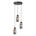 Pendelleuchte mit Kabelaufhängung WOODNEST 3xE27/15W/230V Kiefer/rauchschwarz