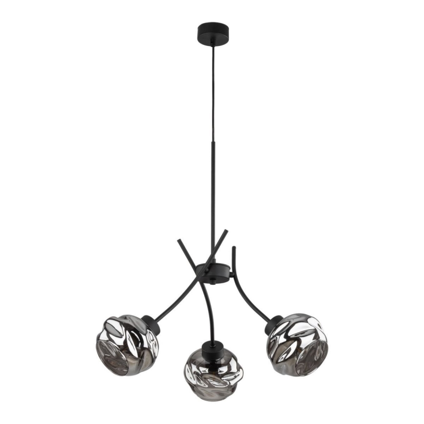Pendelleuchte mit Kabelaufhängung ZULIA 3xE27/15W/230V schwarz/rauchschwarz