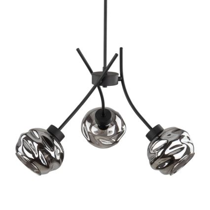 Pendelleuchte mit Kabelaufhängung ZULIA 3xE27/15W/230V schwarz/rauchschwarz