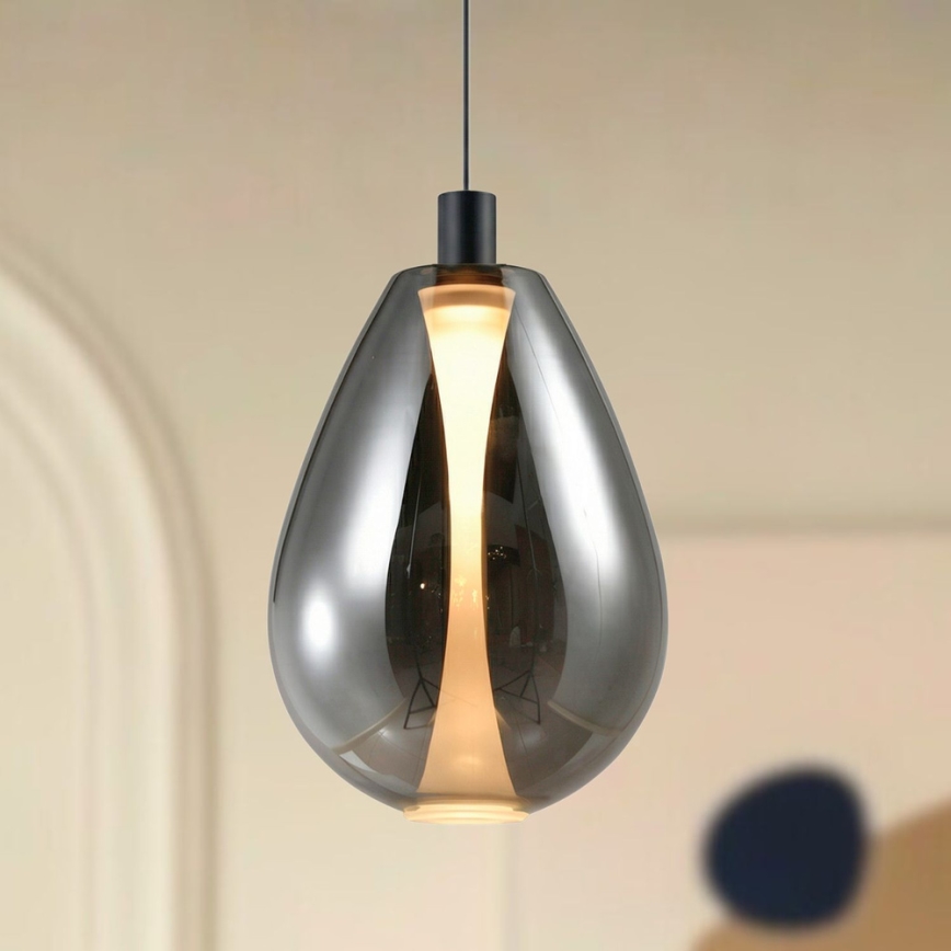 Pendelleuchte mit Seilabhängung DENSO 1x GU10/10W/230V Ø 30 cm Schwarz-Chrom