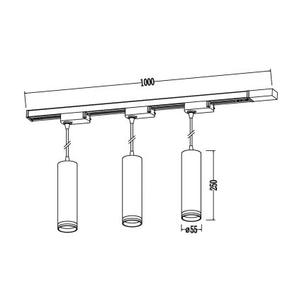 Pendelleuchte mit Seilaufhängung für das Schienensystem PIPE 3xGU10/10W/230V weiß