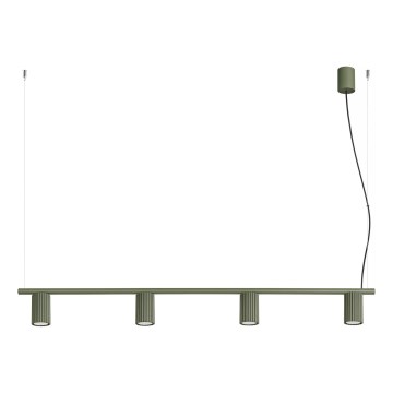 Pendelleuchte mit Seilaufhängung KARBON 4xGU10/10W/230V grün