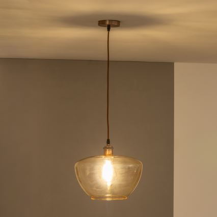 Pendelleuchte mit Seilaufhängung SEVENTIES E27/60W/230V rauchfarben/braun