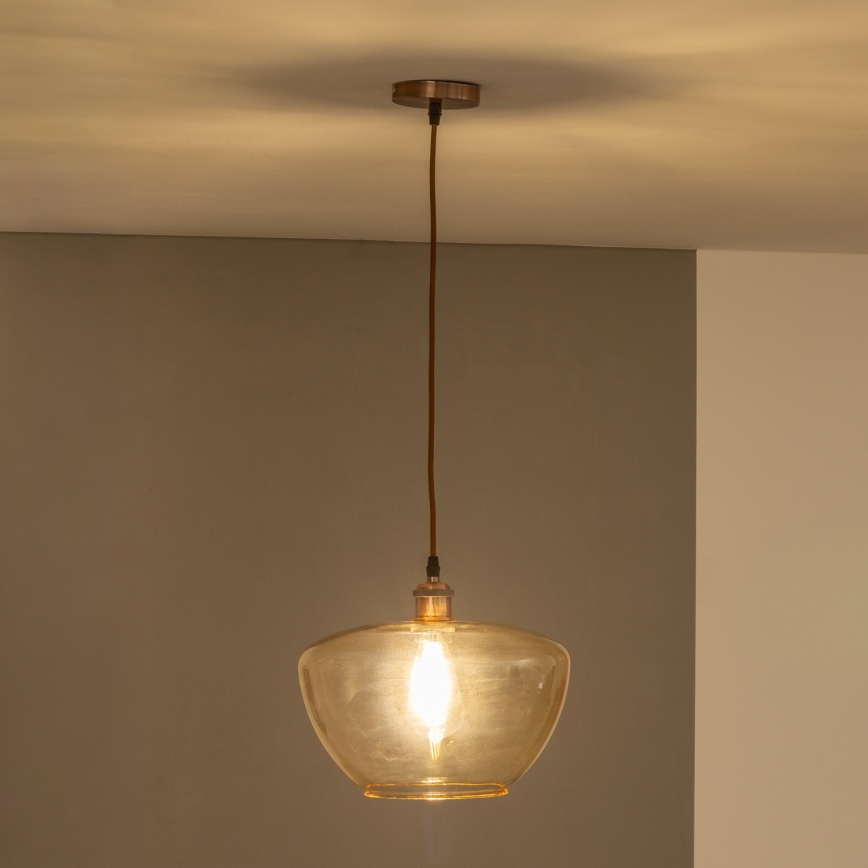 Pendelleuchte mit Seilaufhängung SEVENTIES E27/60W/230V rauchfarben/braun