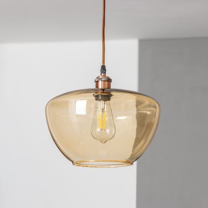 Pendelleuchte mit Seilaufhängung SEVENTIES E27/60W/230V rauchfarben/braun