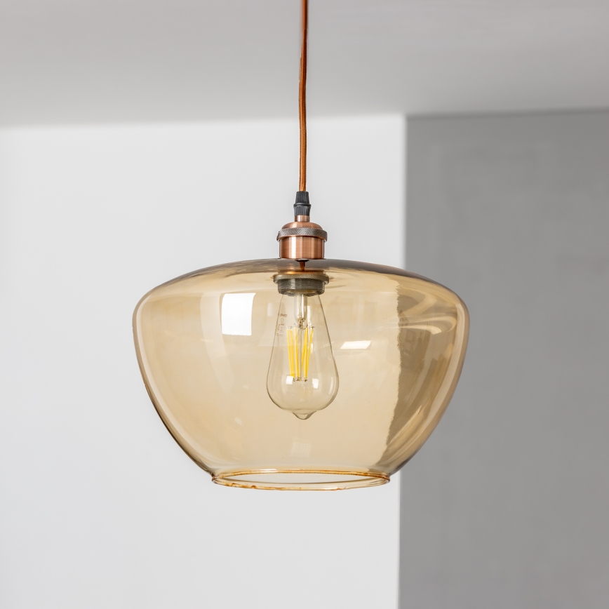 Pendelleuchte mit Seilaufhängung SEVENTIES E27/60W/230V rauchfarben/braun