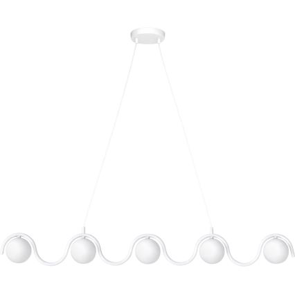 Pendelleuchte mit Seilaufhängung SINUS 5xG9/8W/230V weiß