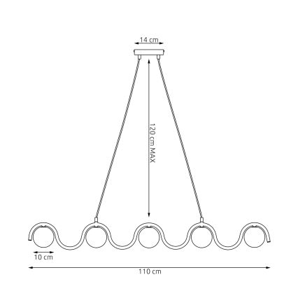 Pendelleuchte mit Seilaufhängung SINUS 5xG9/8W/230V weiß