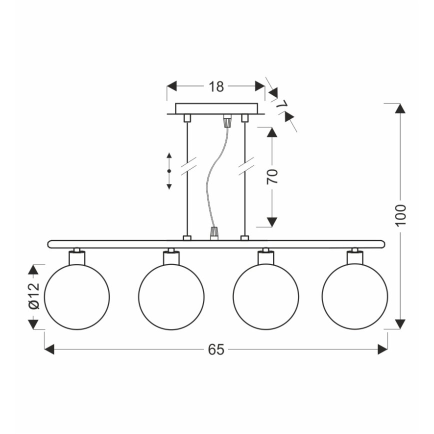 Pendelleuchte mit Seilaufhängung SOMUL 4xG9/20W/230V rauchschwarz