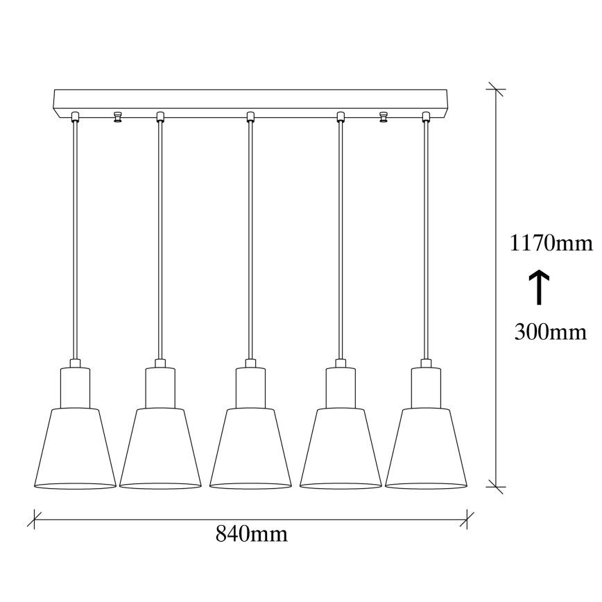 Pendelleuchte mit Stahlseilabhängung KEM 5xE27/40W/230V schwarz