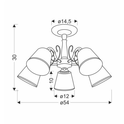 Pendelleuchte mit Stange LOSANNA 5xE14/40W/230V Messing