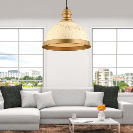 Pendelleuchte MONZA an Kabel, 1x E27/40W/230V, Ø 29 cm, Creme/Bronze