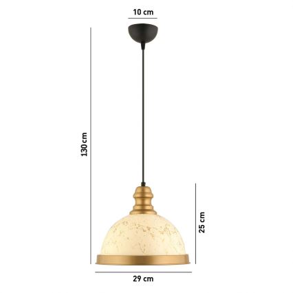 Pendelleuchte MONZA an Kabel, 1x E27/40W/230V, Ø 29 cm, Creme/Bronze