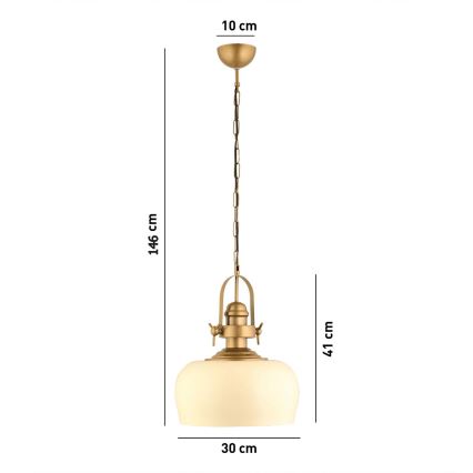 Pendelleuchte MONZA mit Kabelaufhängung, 1xE27/40W/230V, Ø 30 cm, creme/bronze